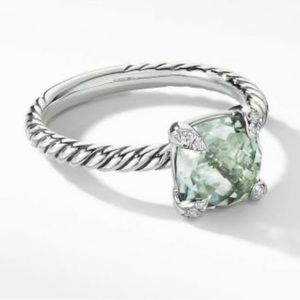 David Yurman Chatelaine Ring with Prasiolite and Diamonds.